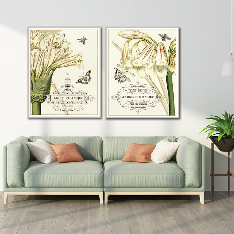 레트로 꽃과 식물 벽에 캔버스 회화 스칸디나비아 장식 홈 아트 장식 인쇄 포스터 Sala Cuadro 거실