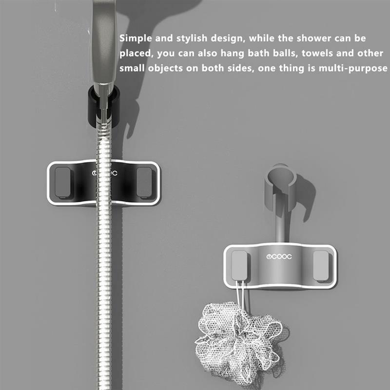Shower Holder Universal Not Suction Cup Shower Head Holder Punch-Free Bathroom Bracket Adjustable 360° Rotation ABS Fixed Base