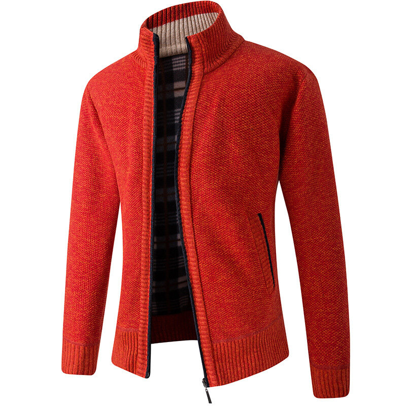 Suéter grueso de terciopelo para hombre, ropa de otoño e invierno, suéteres de punto ajustados para jóvenes, chaqueta de moda, cárdigans, envío directo