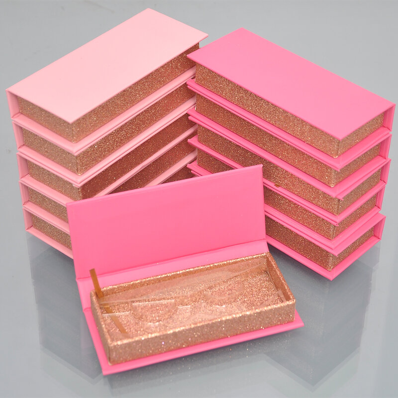 Boîtes à cils En Gros Rose Foncé Boîtes à Cils Paquet Personnalisé Logo Personnaliser Étiquette 3D Vison Cils Stockage Étui De Maquillage Fournisseurs
