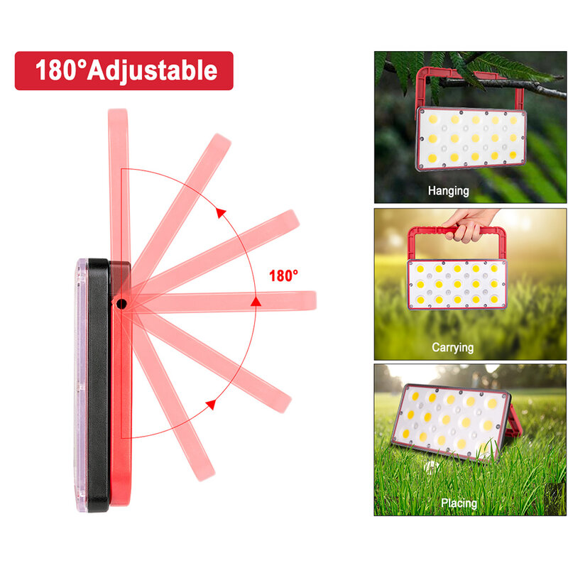 Lanterna da campeggio impermeabile regolabile con torcia a LED portatile ricaricabile a pannocchia ricaricabile USB Super luminosa con gancio per appendere