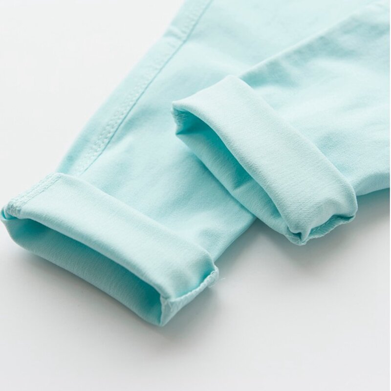 Calças para meninas 2021, calças skinny stretch com bolsos para crianças roupas para meninas primavera outono cor de doce