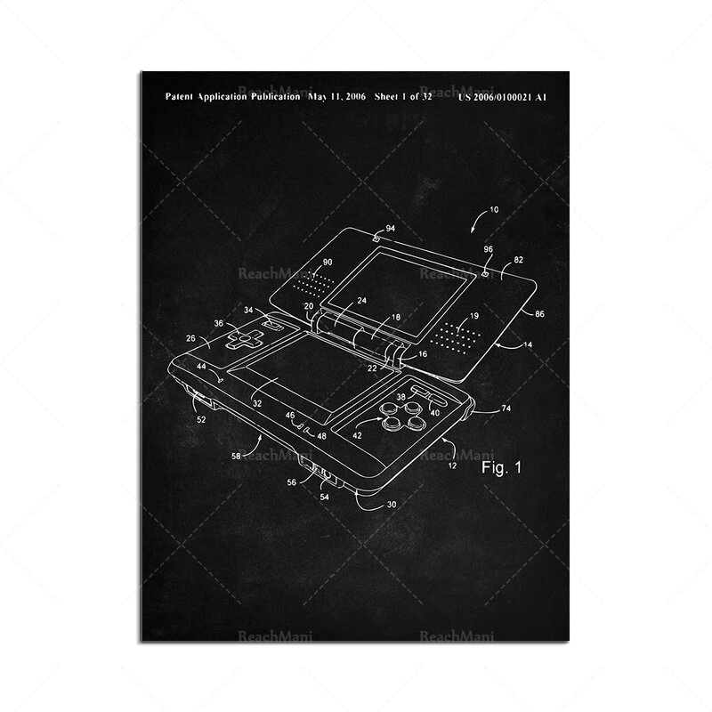 Video Game Art, Patent Typographic Posters, Gameboy, Video Game Controllers, Gamer Gifts