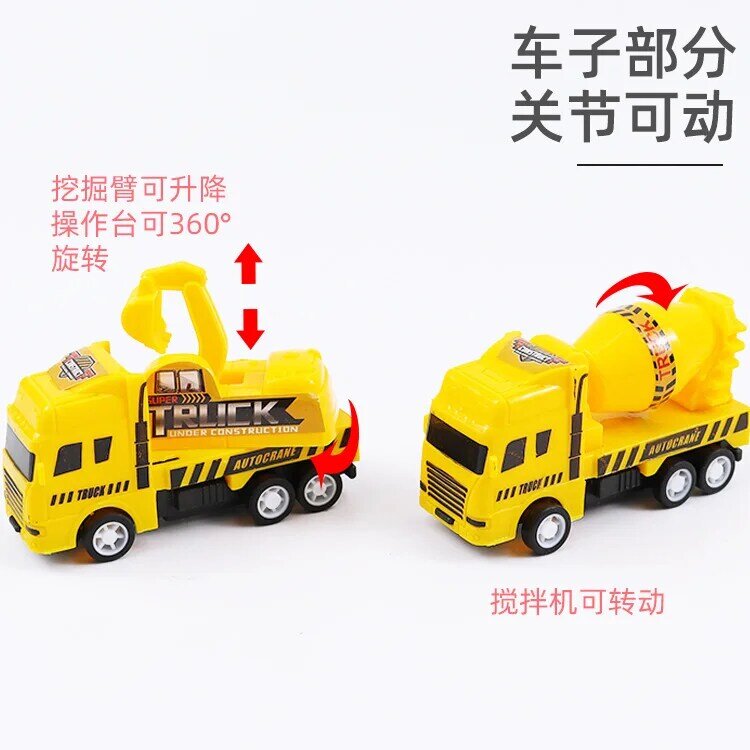 4 piezas de juguete educativo para niños, vehículo de ingeniería extraíble, modelo de cuatro mini coches de aleación, regalo para niños