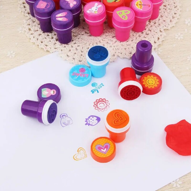 Kuulee 26 unids/set Set de sellos de goma para niños, divertido sello de plástico autoentintado, juguetes para bebés, manualidades DIY