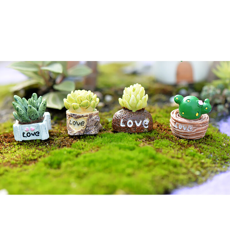 4 pçs bonito mini resina amor estátua miniatura jardim de fadas micro paisagem