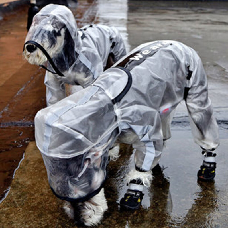 Capa de chuva para animais de estimação transparente grande borda impermeável destacável capa de chuva para animais de estimação moda roupas para animais de estimação suprimentos