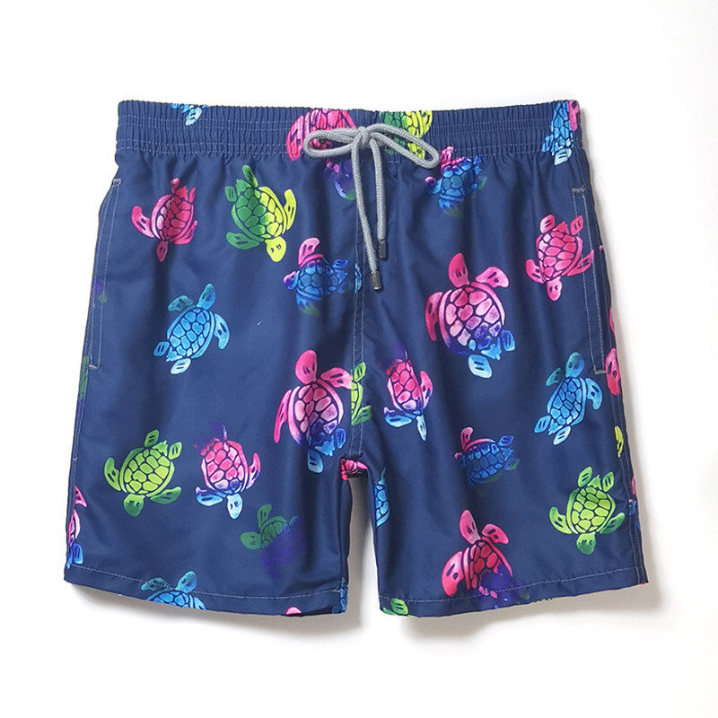 Мужские пляжные шорты-бермуды Vilebre, с принтом черепашек в елочку, повседневные шорты, модные стильные шорты для лета, quin559