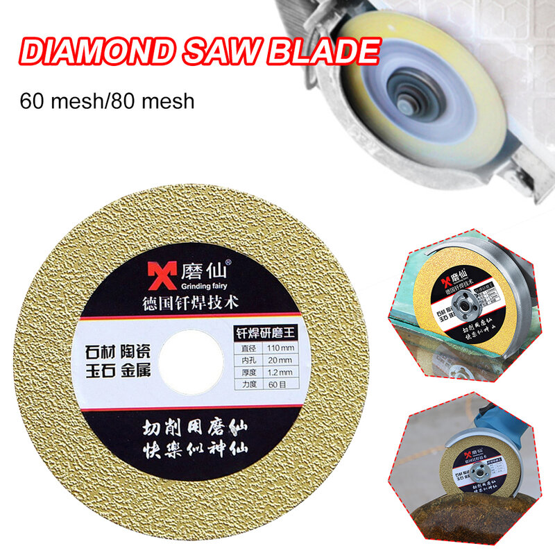 Atacado 110mm diamante disco roda de corte 60 80 grit 18mm largura lâmina polimento disco de corte para cerâmica telha de vidro jade mármore