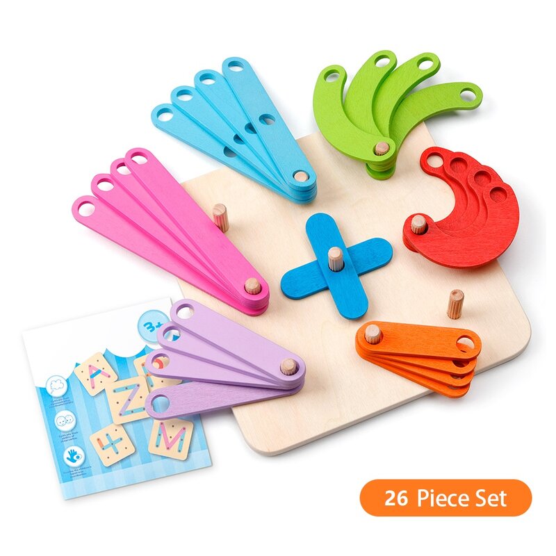 Juguete Montessori de madera para bebé, puzle de construcción con números y letras, juego clasificador de colores, para niños