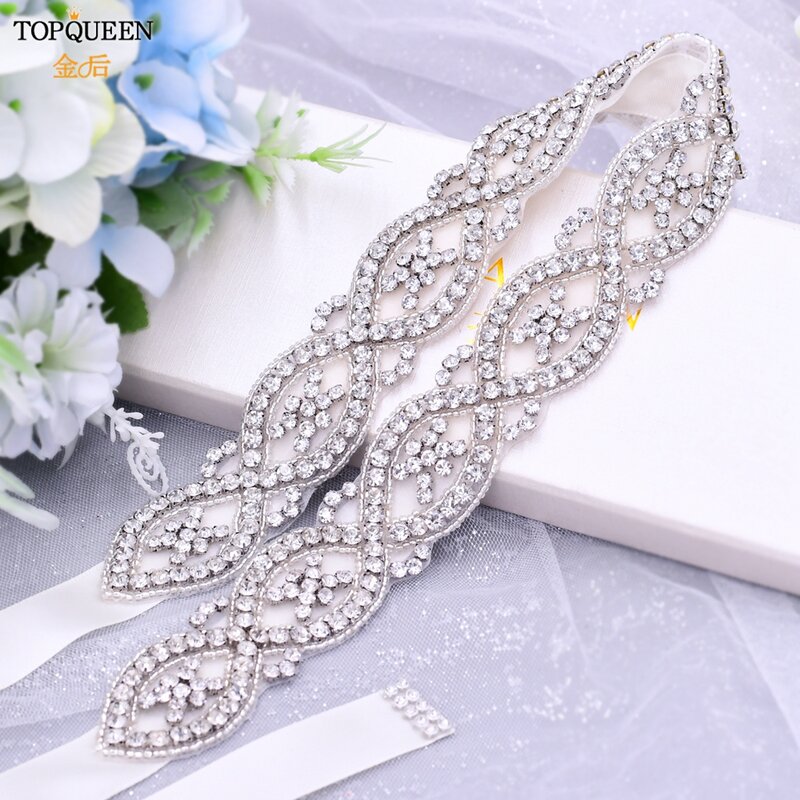 Toprqueen S353 Sabuk Berlian Imitasi Pernikahan Sabuk Dekoratif untuk Sabuk Gaun Pernikahan untuk Wanita Sabuk Gaun Pesta Merek Desainer Mewah