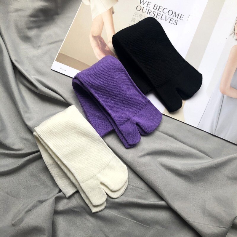 Calcetines de algodón peinado con punta dividida para hombre y mujer, calcetín Unisex, sencillo y cómodo, de dos dedos, estilo japonés