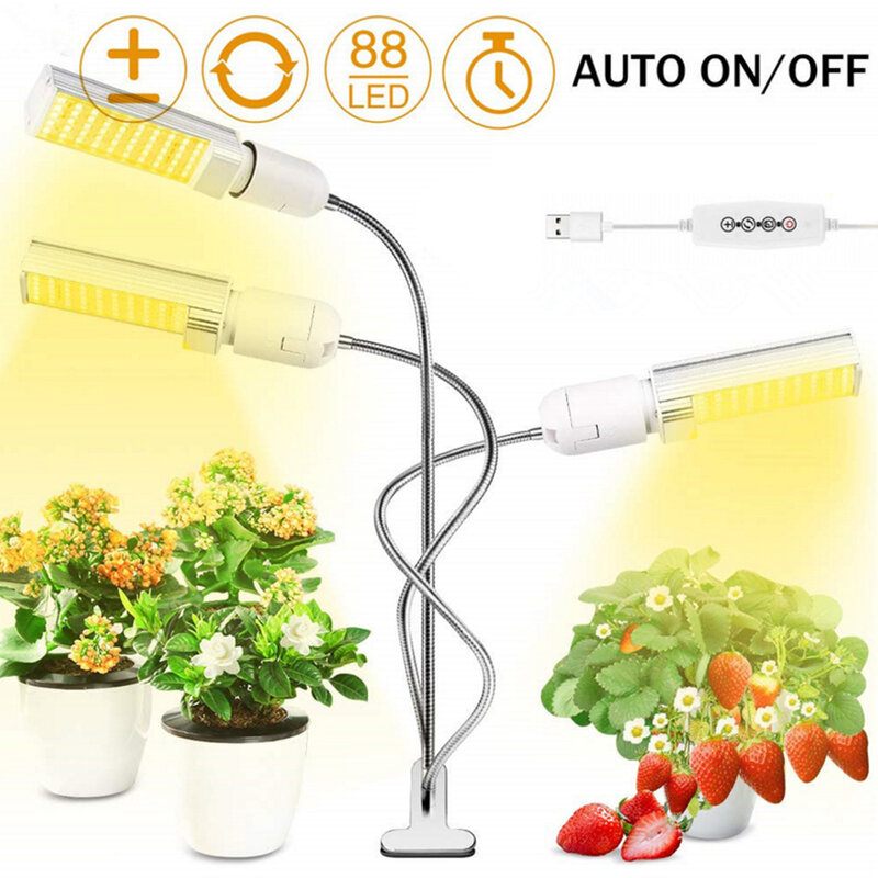 USB Powered LED Plant Grow Light Full Spectrum Dimming Sunlike Timing Hydroponic Flexible Gooseneck for Greenhouse Flower Phyto