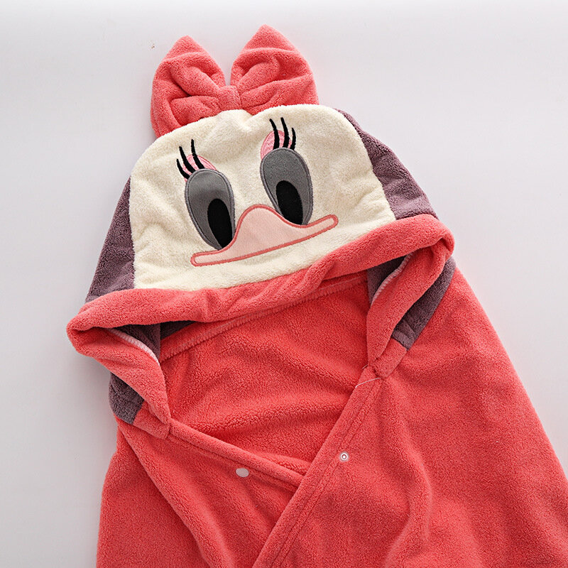 Factory Direct Supply Baby Bathrobe Absorbent Children's Coral Fleece Hooded Bath Towel Cartoon Hooded Baby Bath Towel Cloak