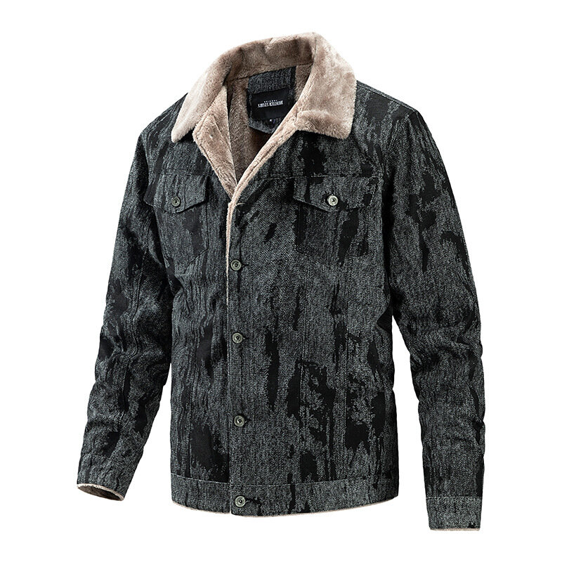 Chaqueta de lana de invierno para hombre, chaqueta de béisbol cálida de felpa con solapa informal, tendencia europea y americana, ropa nueva