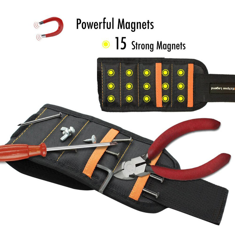Polsino magnetico con 10/15pcs magneti forti supporto per punte per trapano a vite cintura per elettricista MD7