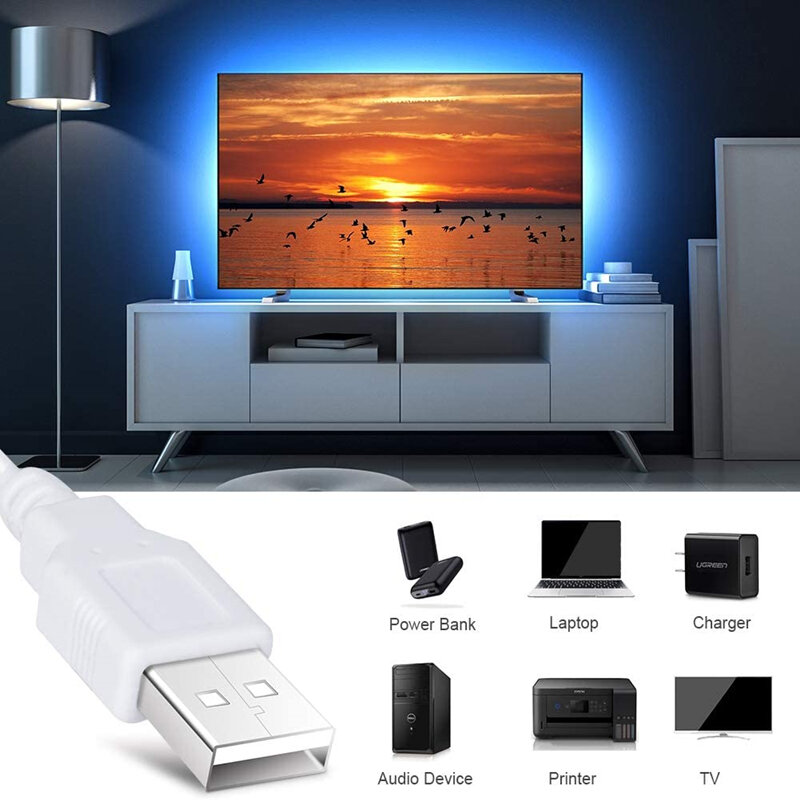 Lampu Strip LED 1M-30M Bluetooth 5050 5V USB RGB Pita Lampu LED Fleksibel Layar TV Desktop Pita Dioda Lampu Latar Luz