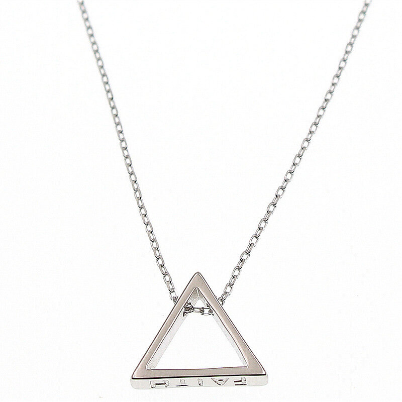 Sodrov 925 Sterling Silver Necklace Pendant For Women Triangle Necklace LOVE FAITH Pendant Silver 925 Jewelry Pendant Necklace