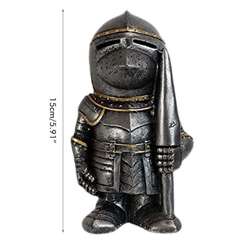 Ornamentos de jardim estátua cavaleiro anão guarda armadura miniatura cavaleiros escultura para casa decoração do jardim