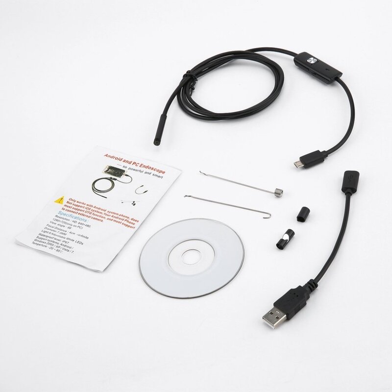 Caméra endoscopique HD USB, 5.5mm, avec 6 LED, 1/1/2/3/5M, câble souple, étanche, boroscope pour Inspection, Android et PC