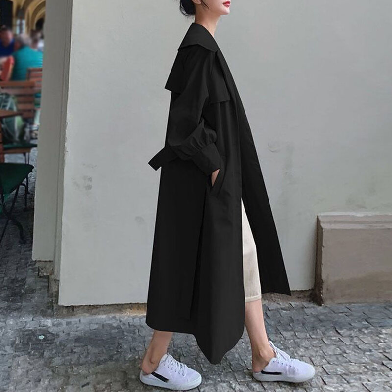 Trench coat feminino 2021 nova meados de comprimento outono roupas estilo britânico coreano moda solta temperamento popular suave casaco novo