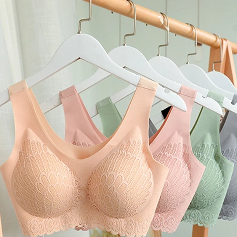 3 개/몫 3XL 4XL 플러스 크기 라텍스 4.0 원활한 브래지어 여성 속옷 냉각 얼음 실크 패드 Bralette 도매 dropshipping을 밀어