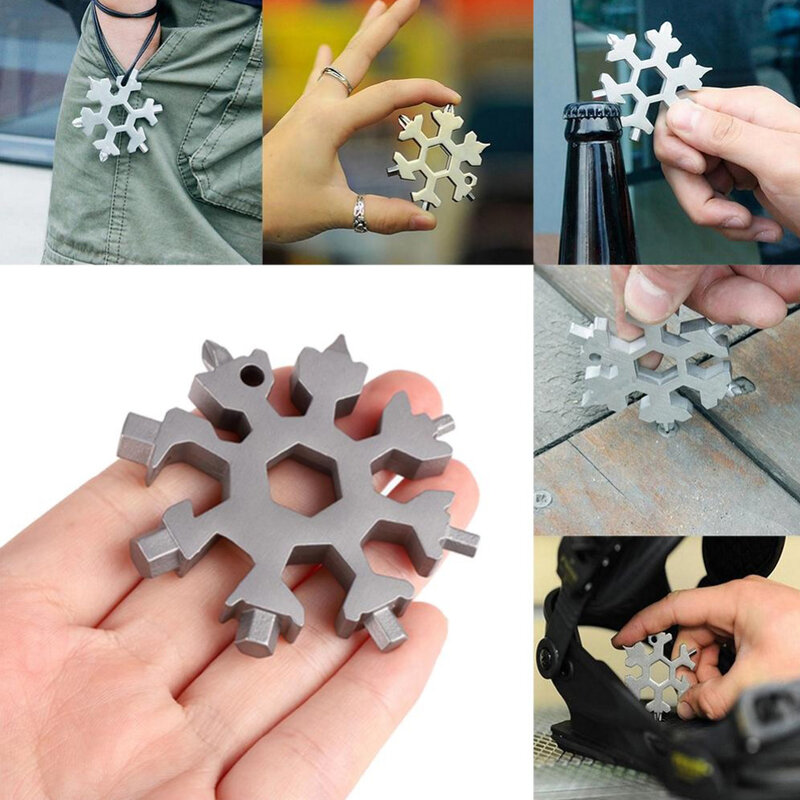 18 In 1 Snowflake Tool Card Combination Multifunctional Snowflake Screwdriver Snowflake Wrench Tool Snowflake Tool Card