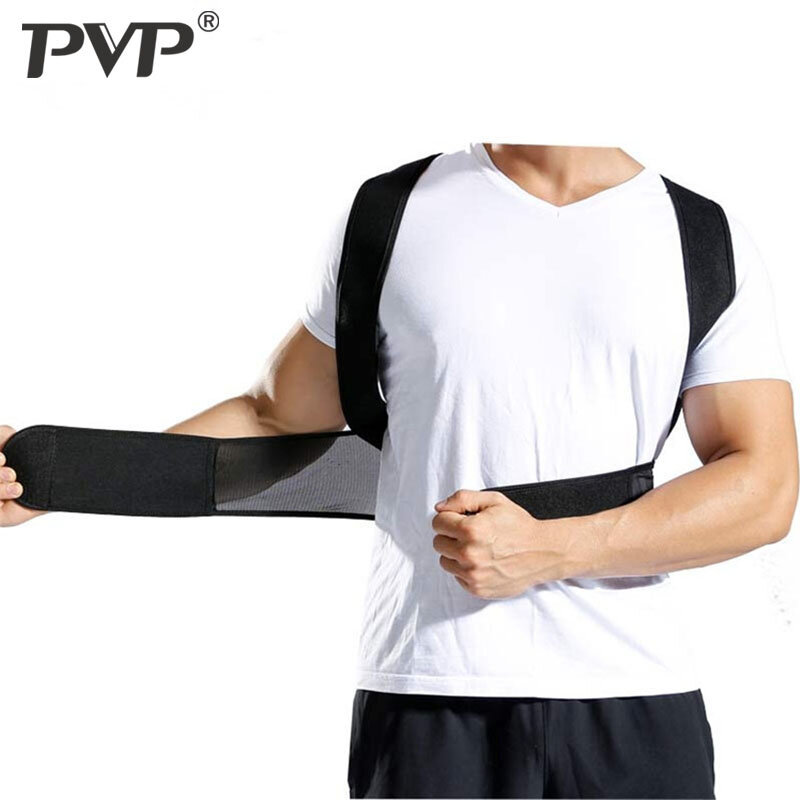 Adjustable Black Back Posture Corrector Shoulder Lumbar Spine Brace Support Belt Health Care for Men Women Unisex