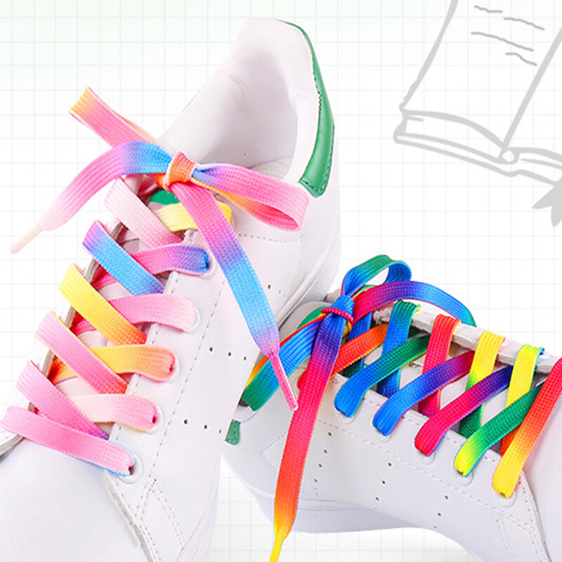 Cordones de zapatos estampados para hombre y mujer, cordones de zapato de gradiente de colores para deportes al aire libre