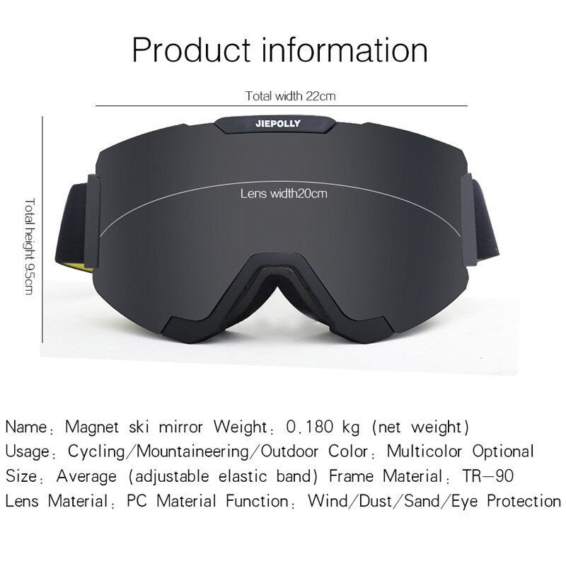 Occhiali da sci magnetici per adulti occhiali da sci antiappannamento HD occhiali da motoslitta per esterni invernali occhiali da sci UV400 occhiali da snowboard