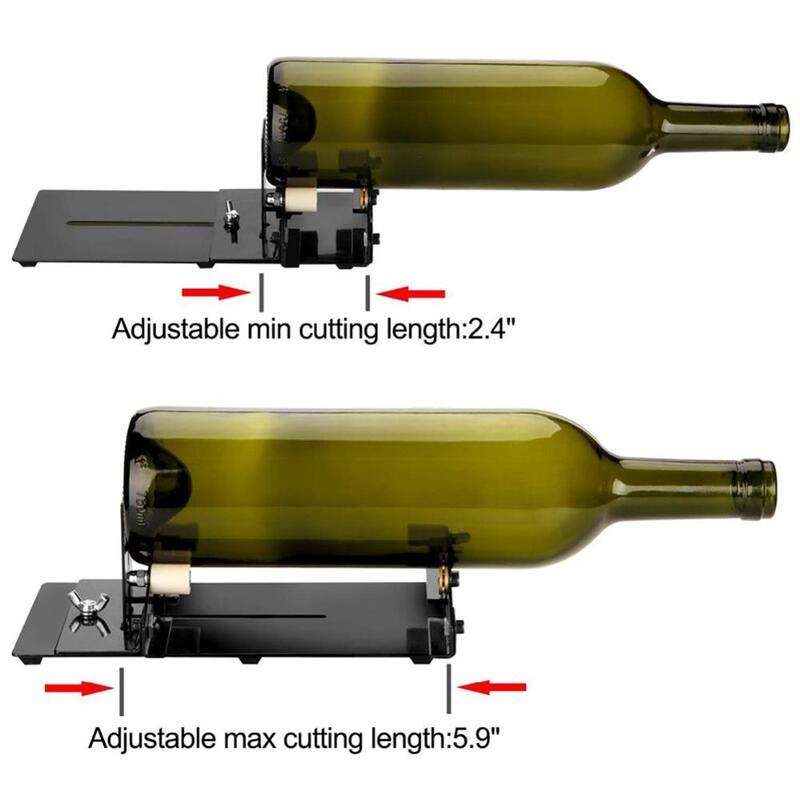 Cortador de garrafa de vidro profissional, máquina cortadora de garrafa de vidro ajustável diy para cortar garrafas de vinho e cerveja