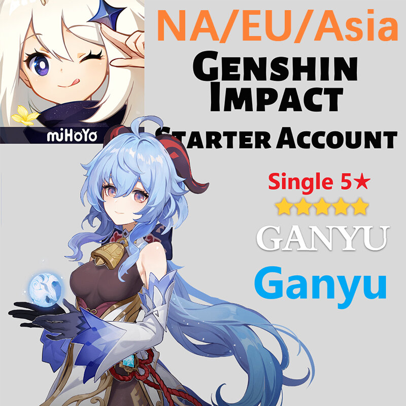 Стартовые персонажи 5 звезд VENTI, учетная запись Genshin Impact, для Европы, Америки, Азии, сервер уровня 5-10 KLEE ZHONGLI tataglia
