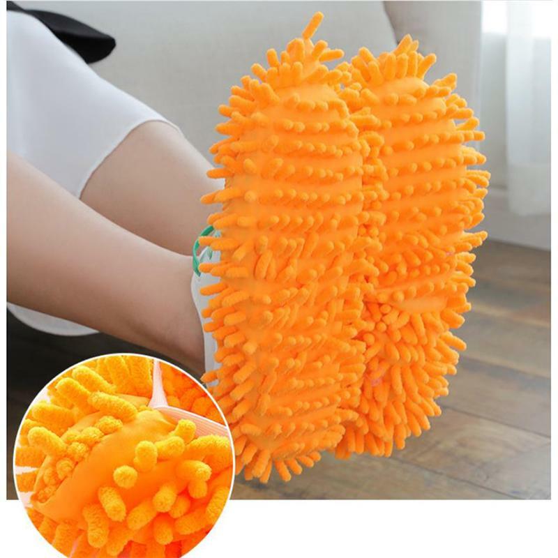 2 pieces of chenille mop slippers dust removal foot socks mop cap multifunctional floor cleaning lazy shoe cover dust collector