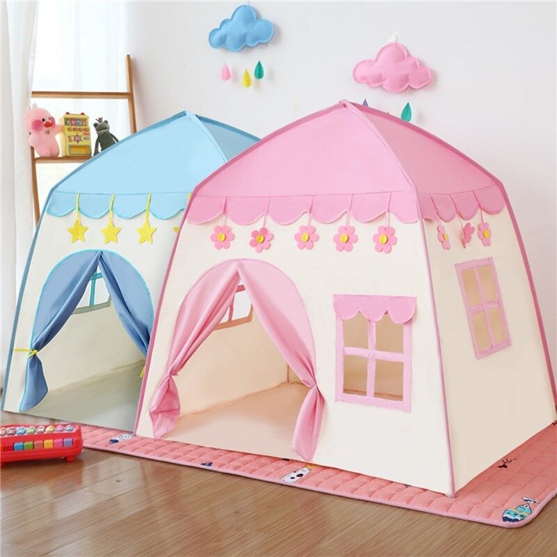 1.3M แบบพกพาเด็กเต็นท์ Wigwam เด็กพับเต็นท์ Tipi Baby Play House ขนาดใหญ่หญิง Pink Princess Castle เด็กตกแต่งห้อง
