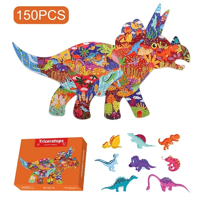 Технические животные, специальная форма, динозавр, Кит, собранные бумажные головоломки, Ранние развивающие игры, игрушки, подарки для детей