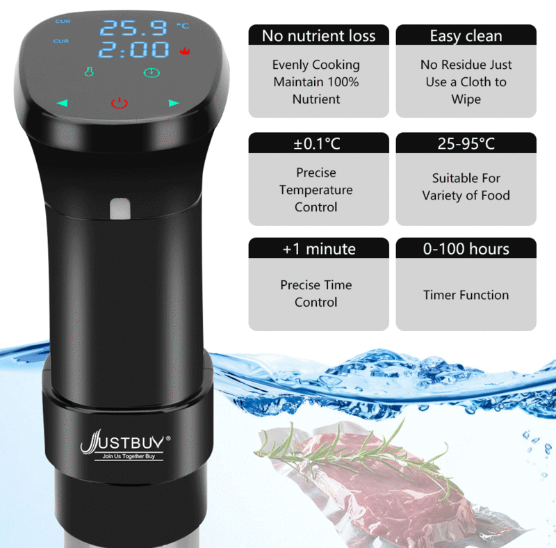 36 Months Warranty 1800W 2nd Generation IPX7 Waterproof Sous Vide Immersion Circulator Vacuum Slow Cooker with LCD