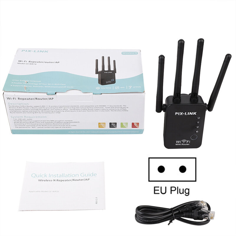 New WiFi Repeater Wireless Wifi Extender 300Mbps Four Antenna Wi-Fi Amplifier Long Range Signal Booster 2.4G WiFi Access Point