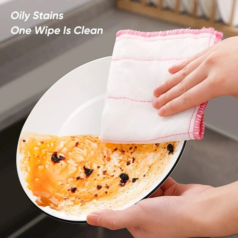 10 pçs toalha de limpeza de cozinha 8 camadas de pano de louça de algodão absorvente não-vara de óleo reutilizável pano de limpeza ferramentas de cozinha gadgets