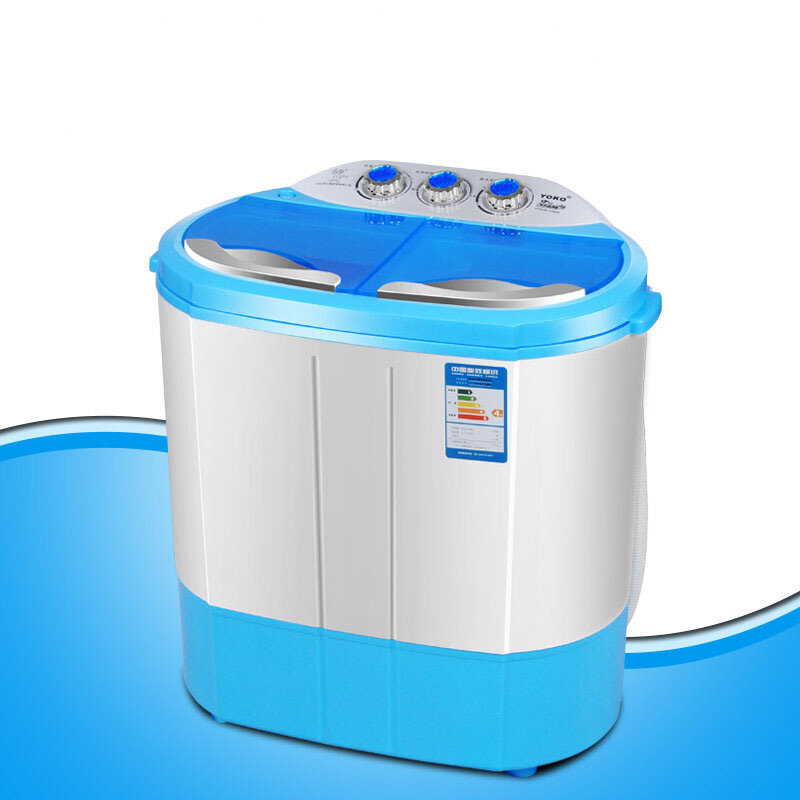 Máquina de lavar semi-automática de tambor duplo mini pequena máquina de lavar roupa e descascar dupla utilização