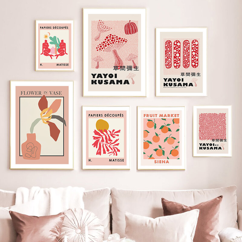 피카소 Yayoi Kusama Matisse 미학 벽 예술 캔버스 회화 북유럽 포스터와 지문 거실 장식을위한 벽 그림