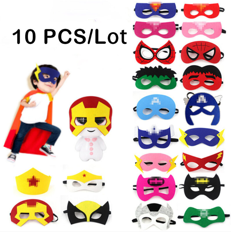 10 pz/lotto maschere di supereroi di Halloween festa di compleanno di natale vestire Costume maschera Cosplay per bambini bambini favore regalo misterioso