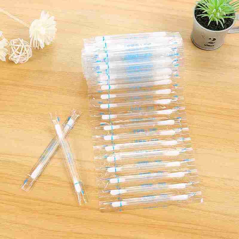 5pcs Multifunction Disinfected Stick Make Up Wood Iodine Disposable Medical Double Cotton Swab Makeup Portable Bar