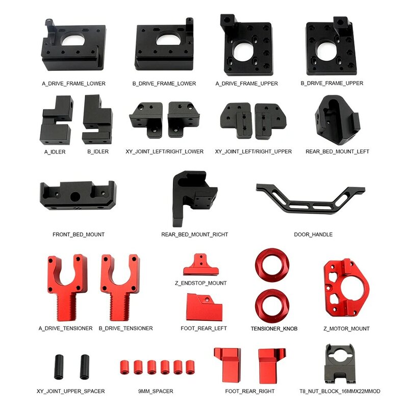 1 Set Kit Kerangka Dudukan Printer 3D Suku Cadang Cetakan Logam Mesin CNC untuk Aksesori Voron V 0.1 Warna Stabil Teranodisasi