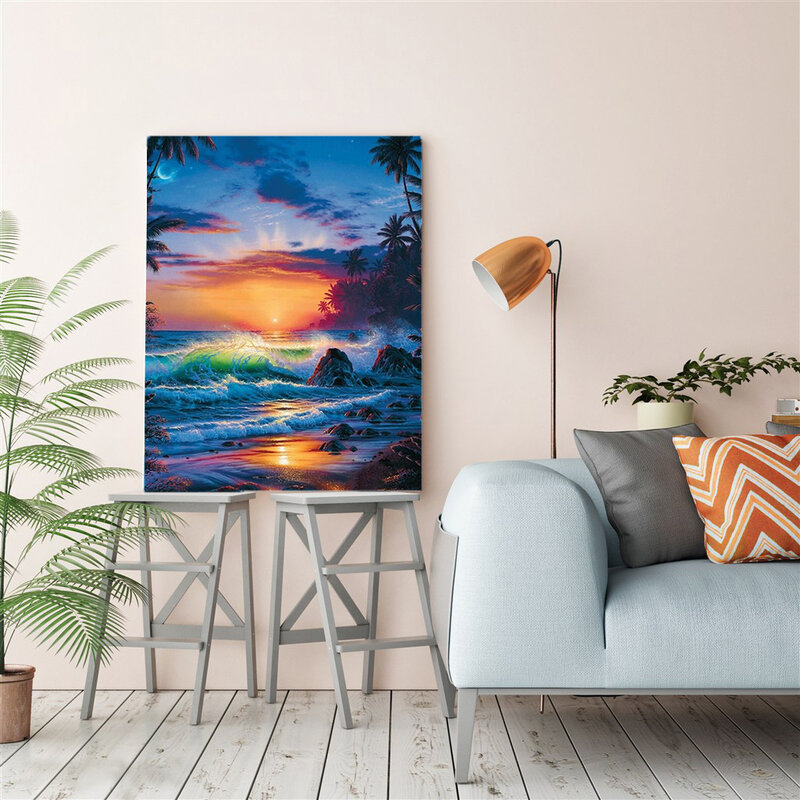 EverShine DIY Painting By Numbers Seascape Hand Painted Drawing Canvas Wall Art Landscape Home Decoration