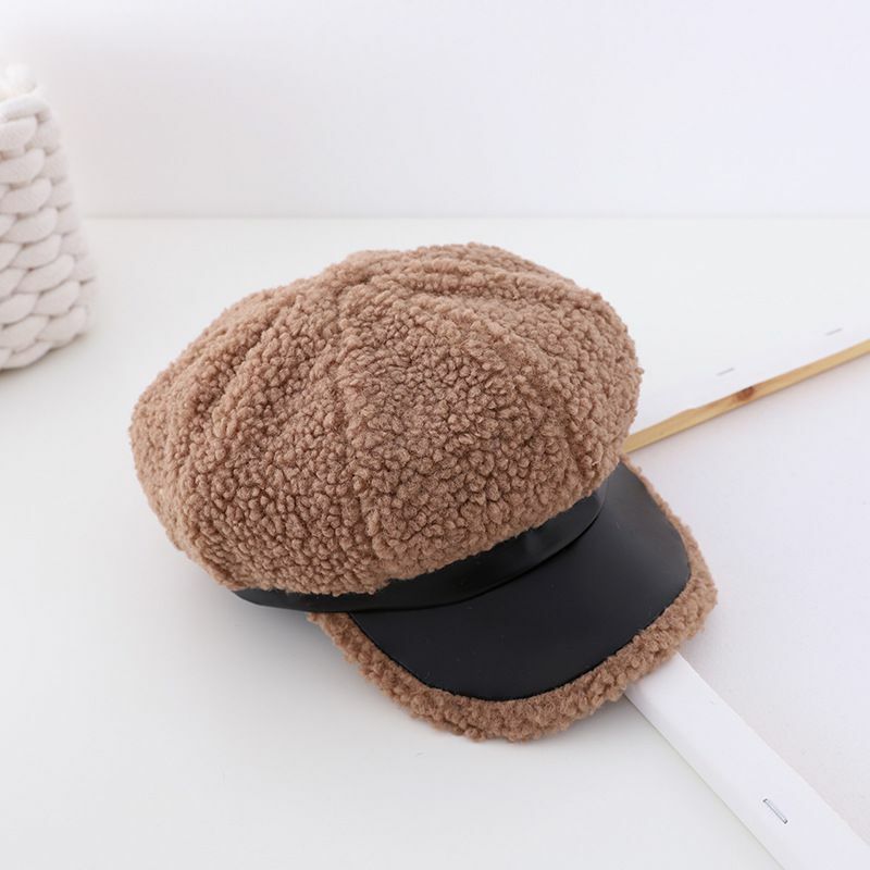 Zimowa nowa dziecięca ciepła czapka podróżna Ins koreański ośmiokątny kapelusz moda twardy kapelusz z rondem gorąca sprzedaż