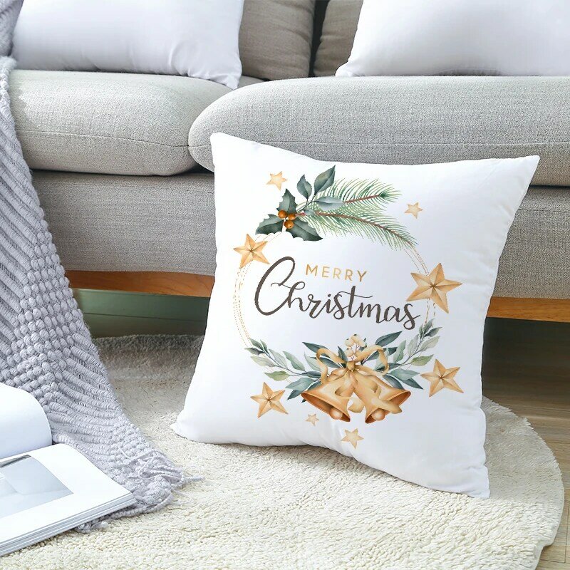 LuanQI Christmas Polyester Cushion Cover Sofa Cushions Plant Throw Pillow Christmas Decor For Home Xmas Decoration Natale 2021