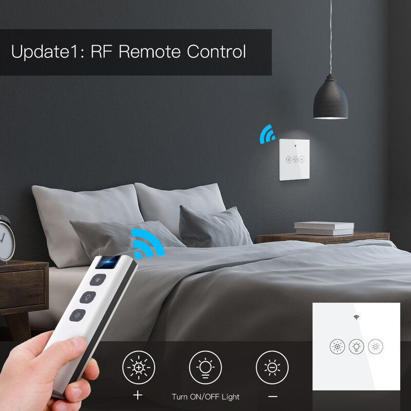 Nowa inteligentna żarówka WiFi RF wyłącznik ściemniacza inteligentne życie/pilot aplikacji Tuya sterowanie podświetleniem wł./wył. Działa z asystentami Google Alexa