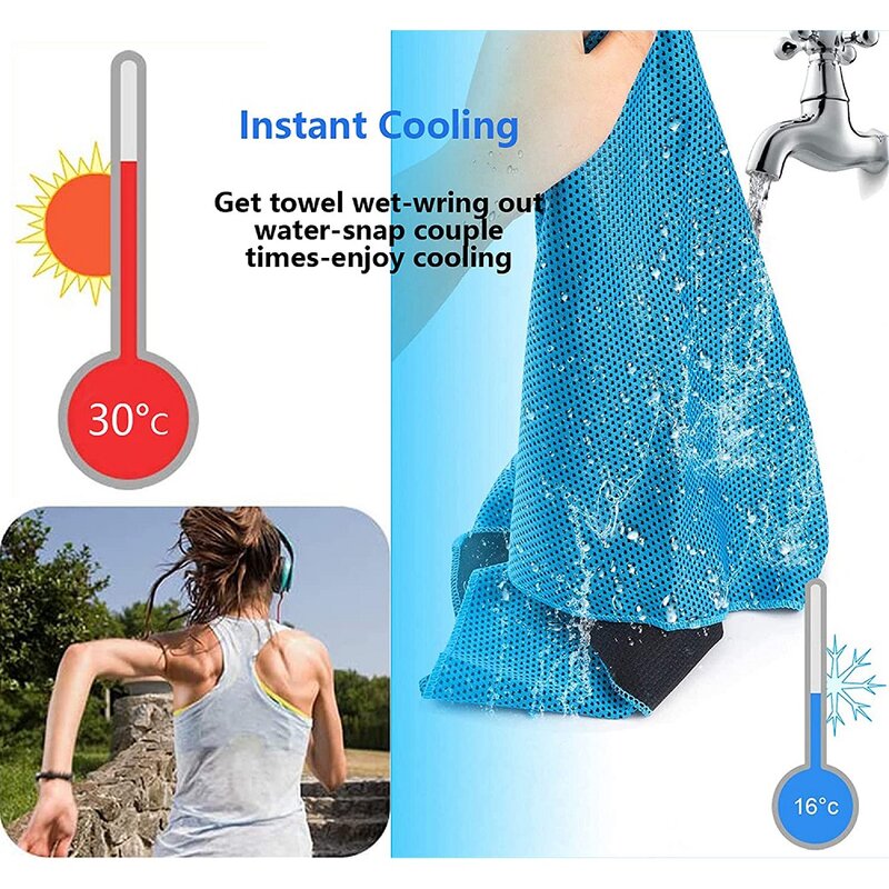 100x30cm toalha de resfriamento instantâneo fresco frio esportes microfibra toalha portátil secagem rápida yoga gym running toalha com silicone caso