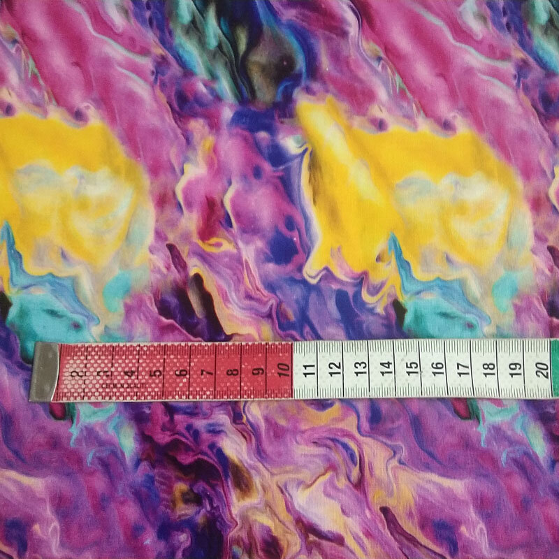 Viaphil 100% Katoen Brand New Purple Kleurrijke Abstracte Tekening Gedrukt Naaien Doek Jurk Kleding Textiel Tissue