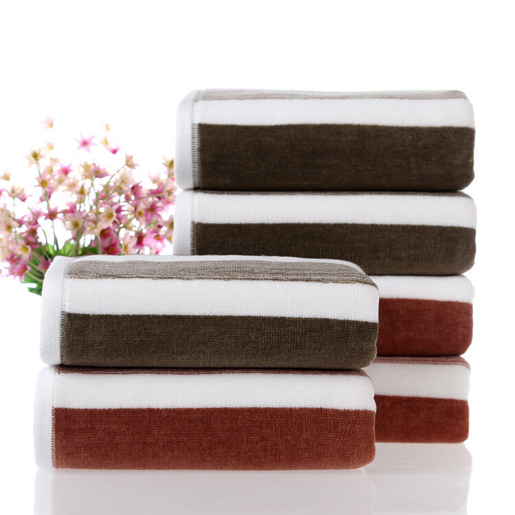 New 35x75cm Cotton Striped Home Grooming Thickening Washcloth Gym Yoga Towel Sun Bath Beach Towel Supermarket Promotional Gifts